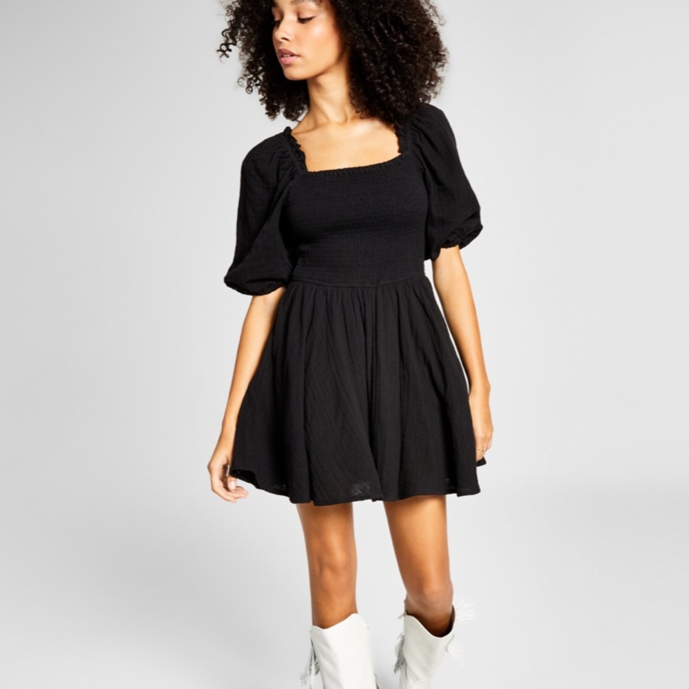 And Now This Mini Dress Cotton Smoked In Black